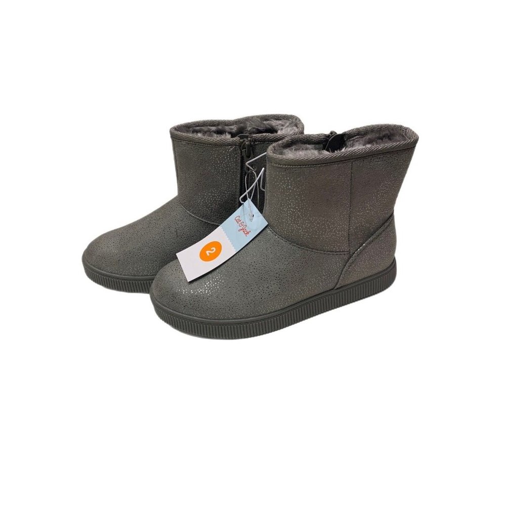NWT Cat And Jack Winter Boots Girls Size 2 HOLLAND GREY